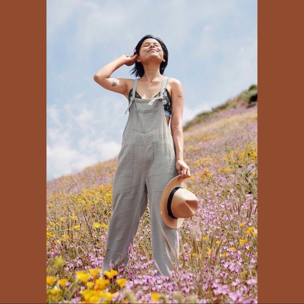 CHARCOAL aerie gauze overalls
